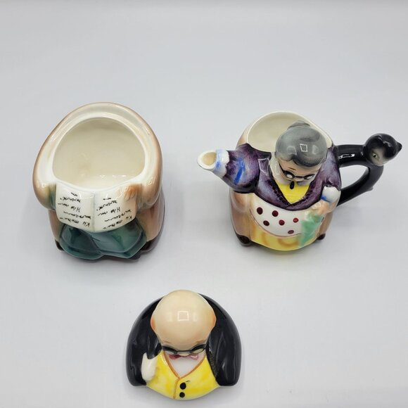 Vintage Hand Painted Japan Grandparents Creamer & Sugar Bowl Set - Picture 9 of 15